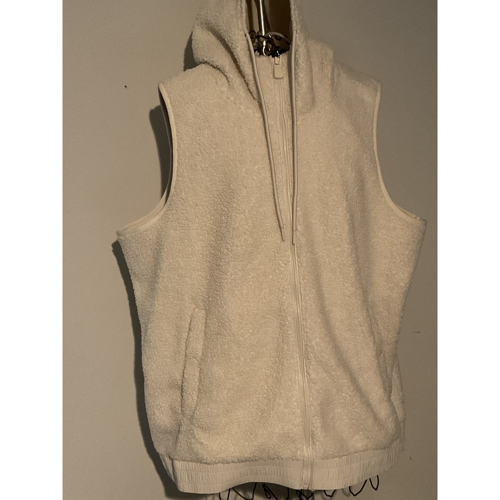 Avia‎ Womens XXL Cream Sherpa Fleece Full Zip Hooded Vest AV35100141693